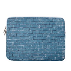 White And Blue Brick Wall 14  Vertical Laptop Sleeve Case With Pocket by Azkajaya