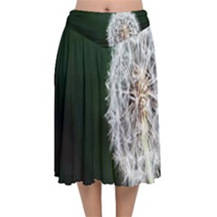 White Flower Velvet Flared Midi Skirt