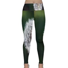 White Flower Lightweight Velour Classic Yoga Leggings