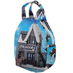 Winter Village Snow Brick Buildings Travel Backpack by Azkajaya