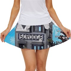 Winter Village Snow Brick Buildings Women s Skort by Azkajaya