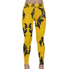 Yellow Regal Filagree Pattern Classic Yoga Leggings by Azkajaya