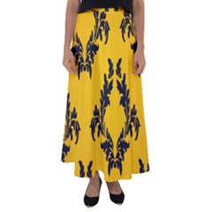 Yellow Regal Filagree Pattern Flared Maxi Skirt by Azkajaya