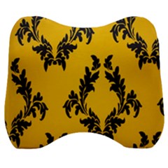 Yellow Regal Filagree Pattern Velour Head Support Cushion by Azkajaya