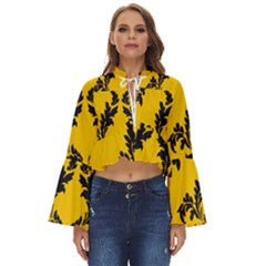 Yellow Regal Filagree Pattern Boho Long Bell Sleeve Top