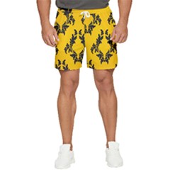 Yellow Regal Filagree Pattern Men s Runner Shorts by Azkajaya