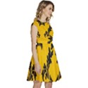 Yellow Regal Filagree Pattern Cap Sleeve High Waist Dress View3