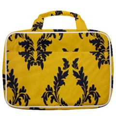 Yellow Regal Filagree Pattern Travel Toiletry Bag With Hanging Hook by Azkajaya