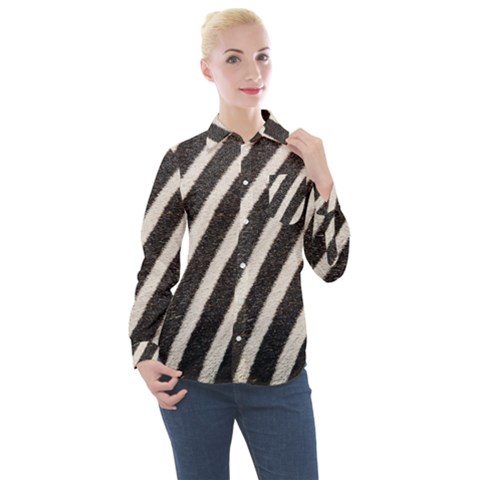 Yellow Regal Filagree Pattern Women s Long Sleeve Pocket Shirt by Azkajaya