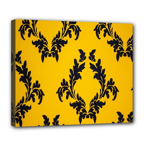 Yellow Regal Filagree Pattern Deluxe Canvas 24  X 20  (stretched) by Azkajaya