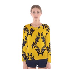 Yellow Regal Filagree Pattern Women s Long Sleeve T-shirt