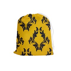 Yellow Regal Filagree Pattern Drawstring Pouch (large) by Azkajaya