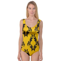 Yellow Regal Filagree Pattern Princess Tank Leotard 