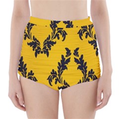 Yellow Regal Filagree Pattern High-waisted Bikini Bottoms by Azkajaya