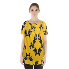 Yellow Regal Filagree Pattern Skirt Hem Sports Top by Azkajaya