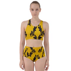 Yellow Regal Filagree Pattern Racer Back Bikini Set by Azkajaya