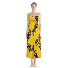 Yellow Regal Filagree Pattern Button Up Chiffon Maxi Dress by Azkajaya