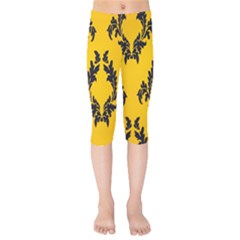 Yellow Regal Filagree Pattern Kids  Capri Leggings  by Azkajaya