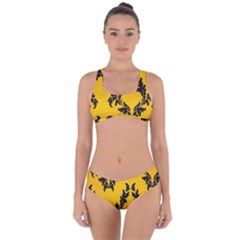 Yellow Regal Filagree Pattern Criss Cross Bikini Set by Azkajaya