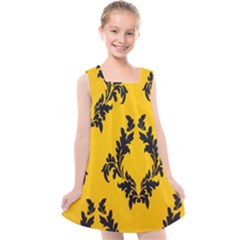 Yellow Regal Filagree Pattern Kids  Cross Back Dress by Azkajaya