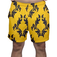 Yellow Regal Filagree Pattern Men s Shorts by Azkajaya