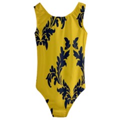 Yellow Regal Filagree Pattern Kids  Cut-out Back One Piece Swimsuit by Azkajaya