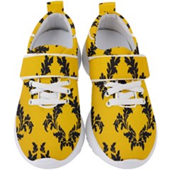 Yellow Regal Filagree Pattern Kids  Velcro Strap Shoes by Azkajaya