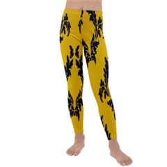 Yellow Regal Filagree Pattern Kids  Lightweight Velour Leggings by Azkajaya