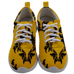 Yellow Regal Filagree Pattern Mens Athletic Shoes by Azkajaya