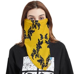 Yellow Regal Filagree Pattern Face Covering Bandana (triangle) by Azkajaya