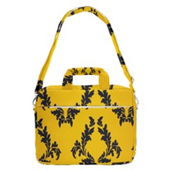 Yellow Regal Filagree Pattern Macbook Pro 15  Shoulder Laptop Bag by Azkajaya