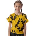 Yellow Regal Filagree Pattern Kids  Cut Out Flutter Sleeves View1