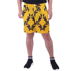 Yellow Regal Filagree Pattern Men s Pocket Shorts by Azkajaya