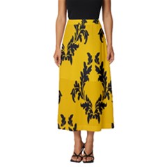 Yellow Regal Filagree Pattern Classic Midi Chiffon Skirt by Azkajaya