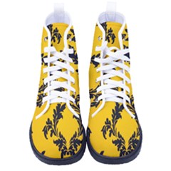 Yellow Regal Filagree Pattern Women s High-top Canvas Sneakers by Azkajaya