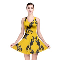 Yellow Regal Filagree Pattern Reversible Skater Dress by Azkajaya