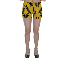 Yellow Regal Filagree Pattern Skinny Shorts by Azkajaya