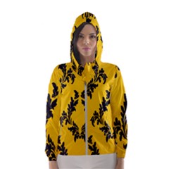 Yellow Regal Filagree Pattern Women s Hooded Windbreaker