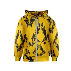 Yellow Regal Filagree Pattern Kids  Zipper Hoodie