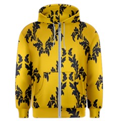 Yellow Regal Filagree Pattern Men s Zipper Hoodie