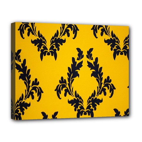 Yellow Regal Filagree Pattern Canvas 14  X 11  (stretched) by Azkajaya