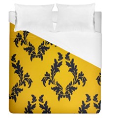 Yellow Regal Filagree Pattern Duvet Cover (queen Size) by Azkajaya