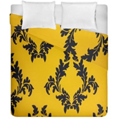 Yellow Regal Filagree Pattern Duvet Cover Double Side (california King Size) by Azkajaya