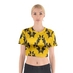 Yellow Regal Filagree Pattern Cotton Crop Top by Azkajaya