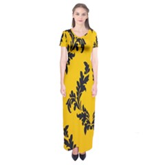 Yellow Regal Filagree Pattern Short Sleeve Maxi Dress by Azkajaya