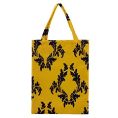 Yellow Regal Filagree Pattern Classic Tote Bag by Azkajaya