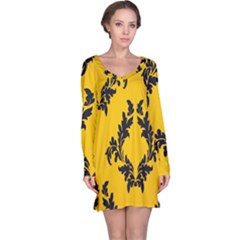 Yellow Regal Filagree Pattern Long Sleeve Nightdress by Azkajaya