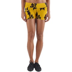 Yellow Regal Filagree Pattern Yoga Shorts by Azkajaya