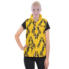 Yellow Regal Filagree Pattern Women s Button Up Vest