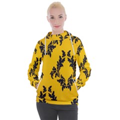 Yellow Regal Filagree Pattern Women s Hooded Pullover